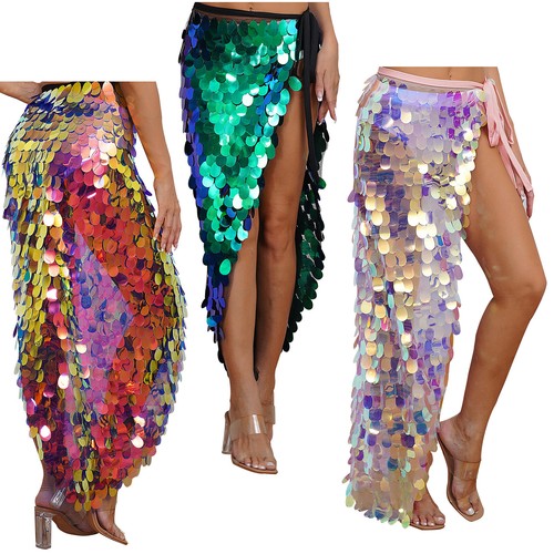 Damen pailletten rock lang - pailletten,